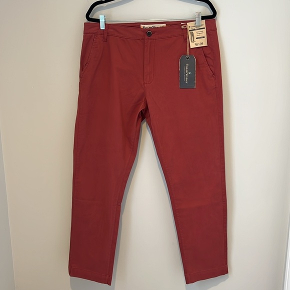 Tailor Vintage Airotec Cotton Canvas Chino Slim Fit Stretch Red Mens 36x30 NEW - Picture 5 of 16